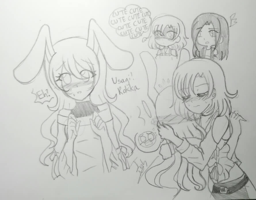 Rokka with bunny ears? Rokka with bunny ears. 🐰🐰🐇🐇
Doodle by me