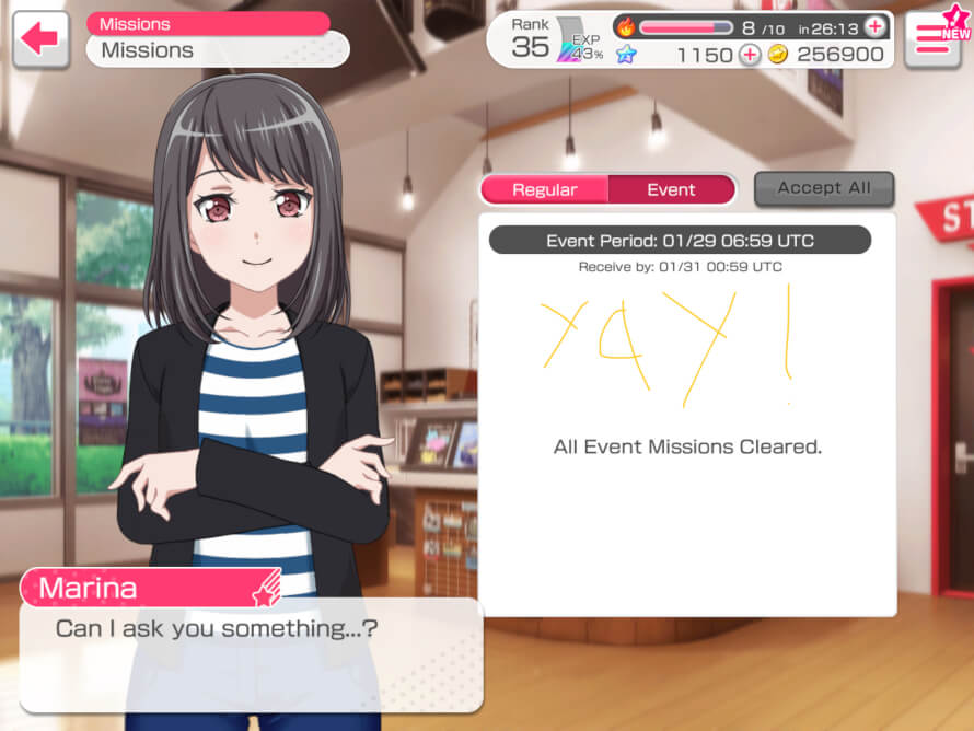 Just a noob player.

I finished ‘A Fleeting Nights Dream’ event missions! Yay! First time I’ve...