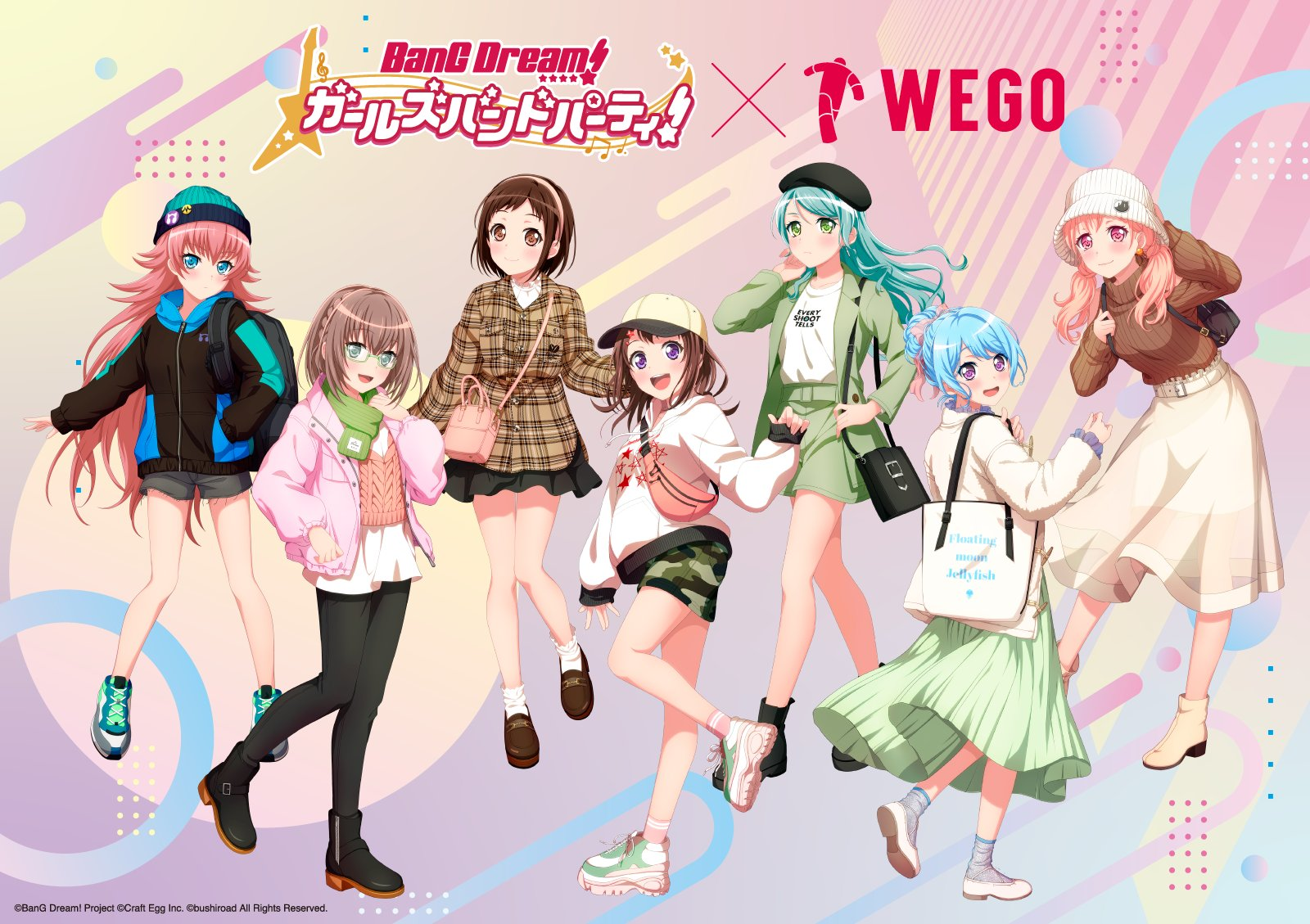 BanG Dream! x WEGO Collaboration - Kasumi, Tsugumi, Kanon, Maya, Sayo, Nanami, CHU²