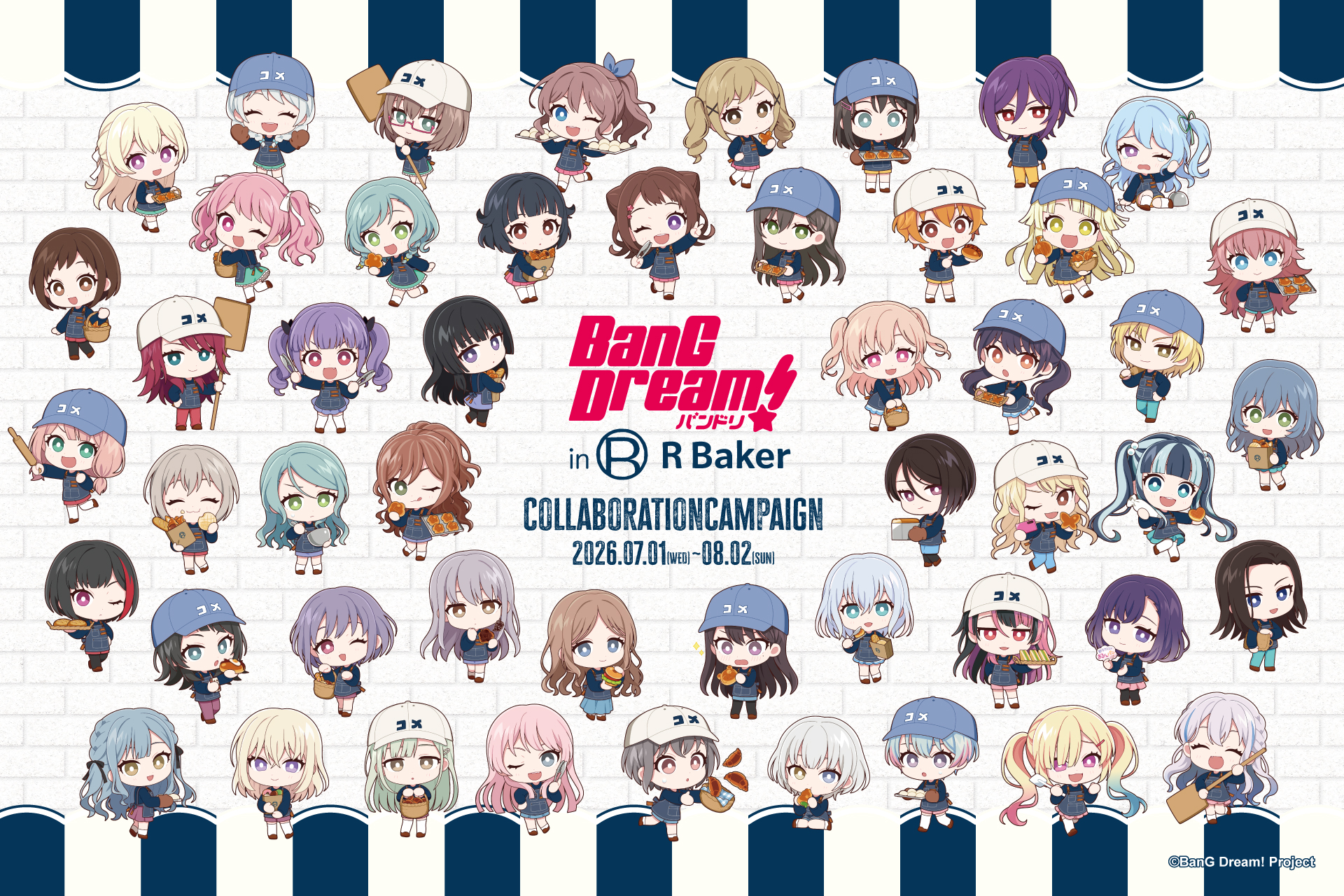 BanG Dream! in R Bakery  - Kasumi, Tae, Rimi, Saaya, Arisa, Ran, Moca, Himari, Tomoe, Tsugumi, Kokoro, Kaoru, Hagumi, Kanon, Misaki, Aya, Hina, Chisato, Maya, Eve, Yukina, Sayo, Lisa, Ako, Rinko, Mashiro, Touko, Nanami, Tsukushi, Rui, LAYER, LOCK, MASKING, PAREO, CHU², Tomori, Anon, Raana, Soyo, Taki, Doloris, Mortis, Timoris, Amoris, Oblivionis