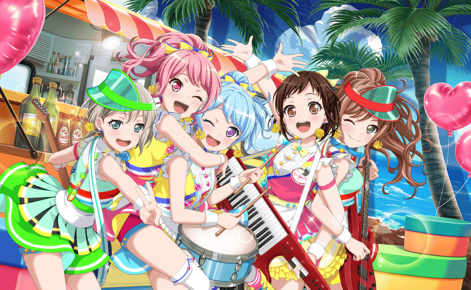 Part Timers' Band Title Screen - Moca, Tsugumi, Kanon, Aya, Lisa
