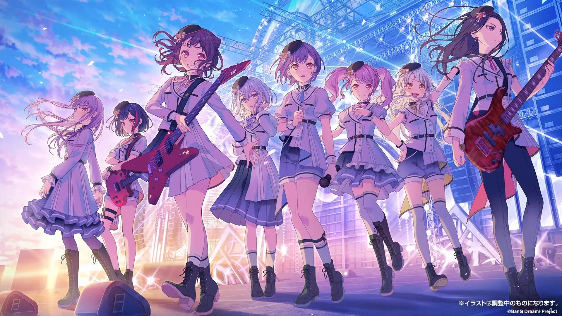 8th anniversary key visual  - Kasumi, Ran, Kokoro, Aya, Yukina, Mashiro, LAYER, Tomori