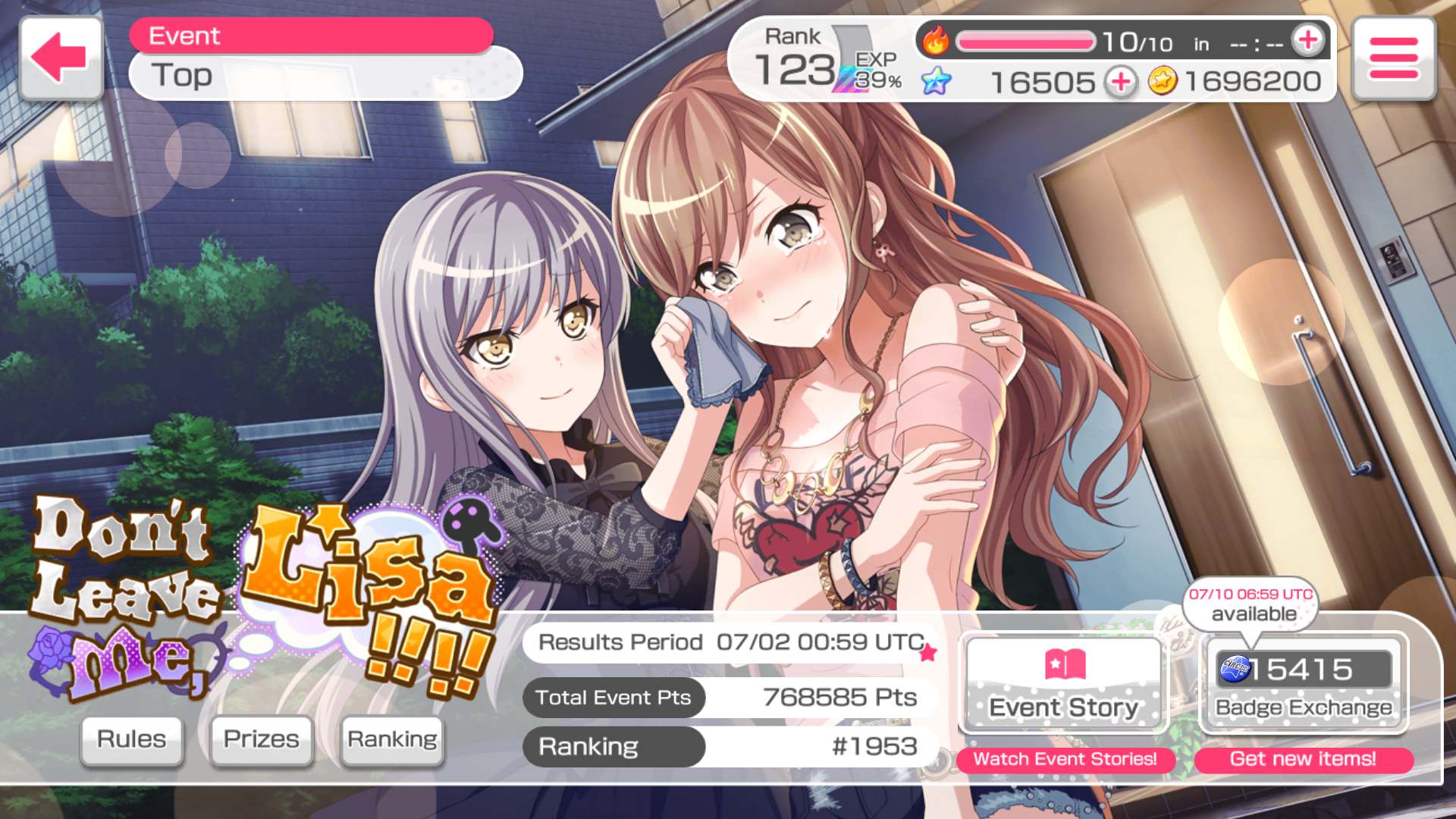 Don T Leave Me Lisa Participated Events List Erisa Level 166 Erisa Bandori Party Bang Dream Girls Band Party